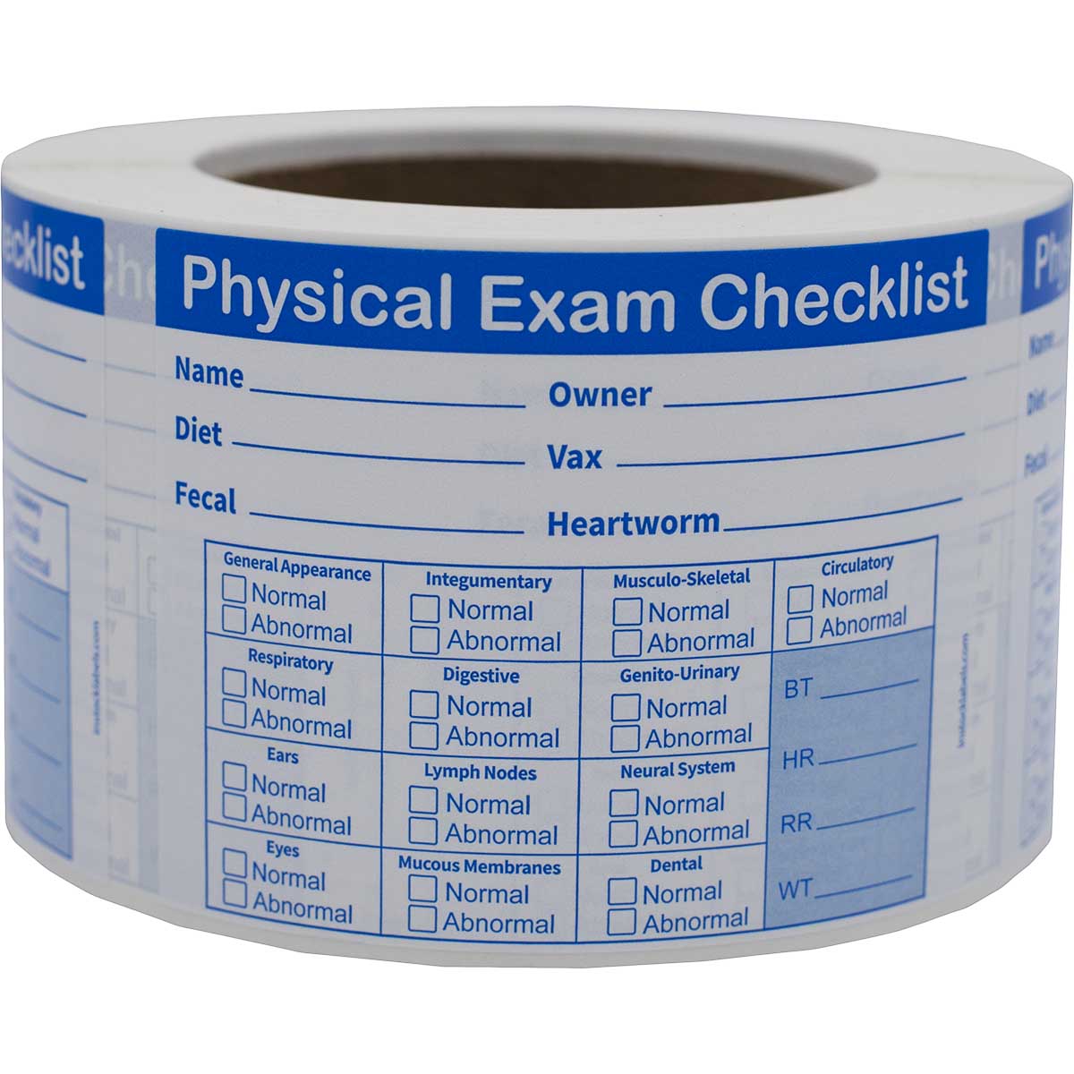 Pet Physical Exam Checklist Veterinarian Labels
