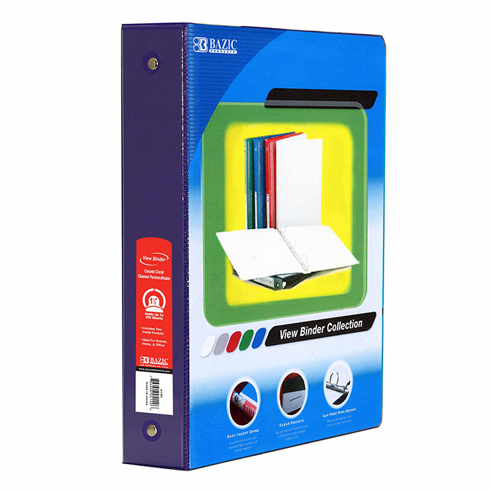 1.5" Purple 3Ring View Binder w/ 2Pockets InStock Supplies