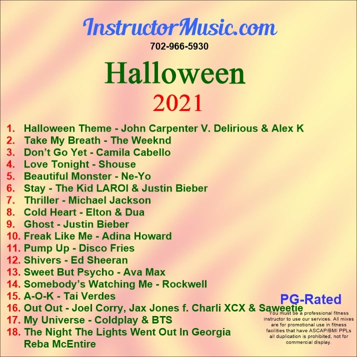 Halloween 2021 Instructor Music Workout Music Exercise Music