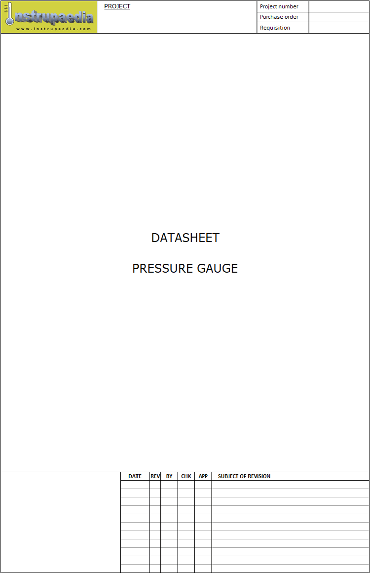 Pressure gauge datasheet [template] Instrulearning