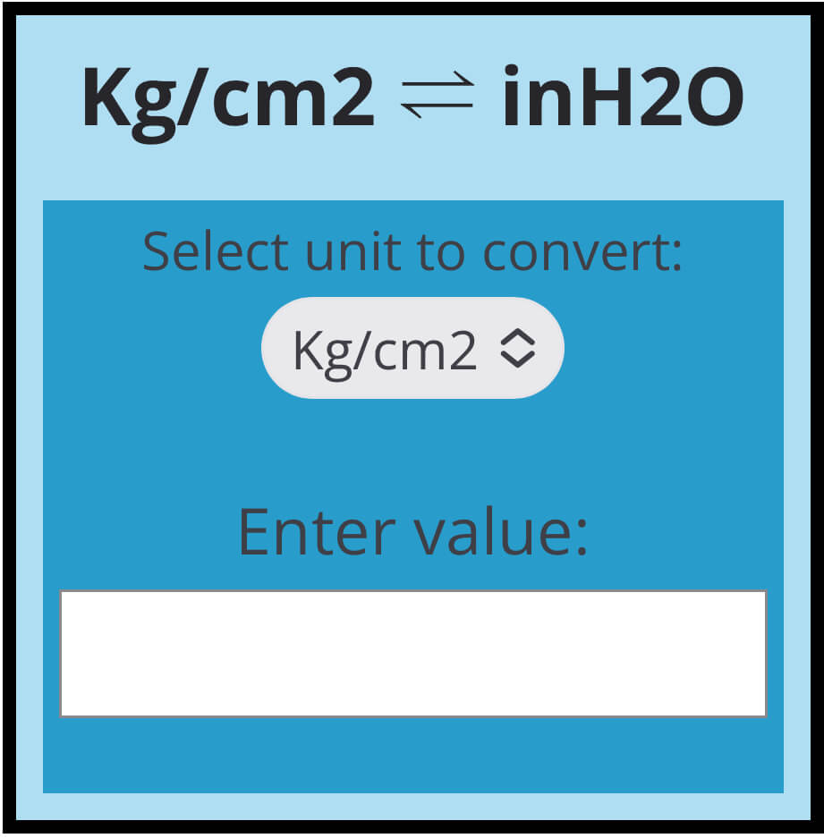 Kg/cm2 to inH2O Pressure Conversion