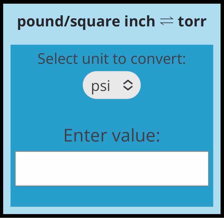 Psi to torr Pressure Conversion