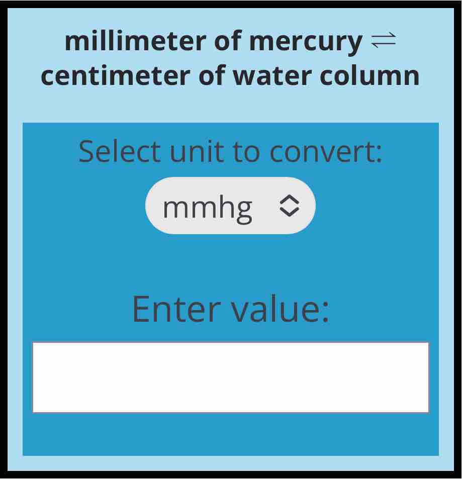 mmhg to cmH2O Pressure Conversion