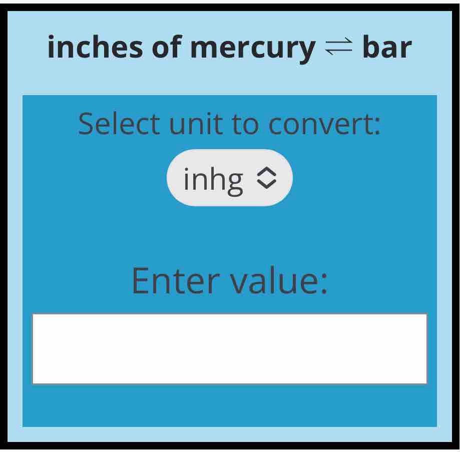 inhg to bar Pressure Conversion