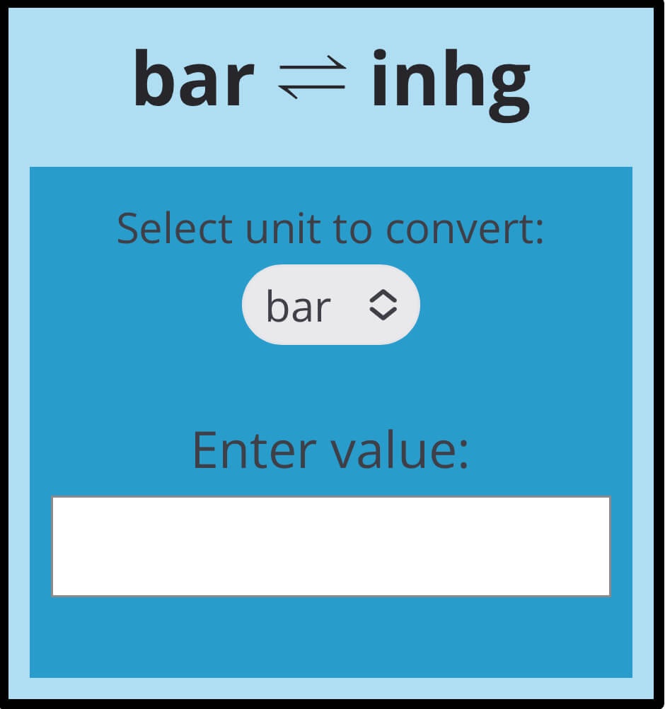 BAR TO inHg | Pressure Conversion