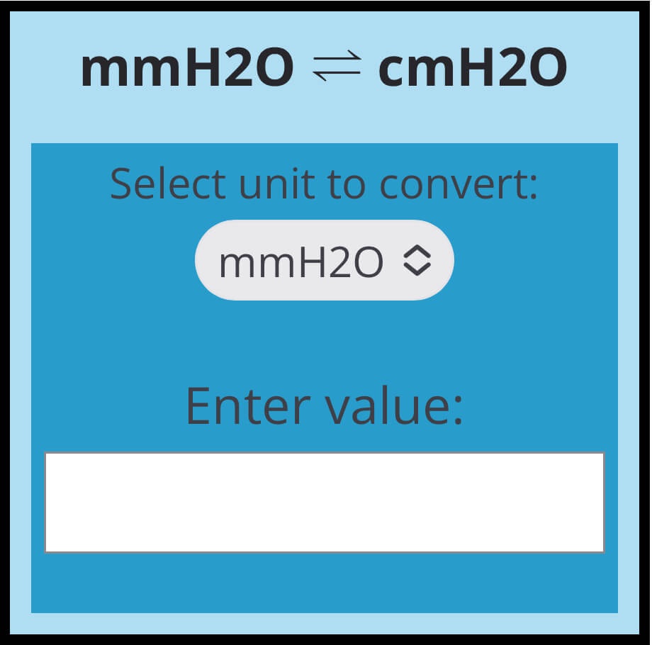 mmH2O to cmH2O Pressure Conversion