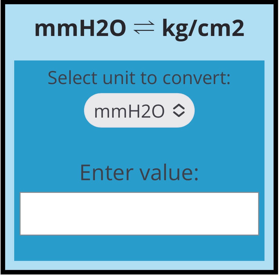 mmH2O to kg/cm2 Pressure Conversion