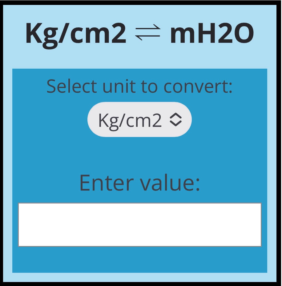 Kg/cm2 to mH2O Pressure Conversion
