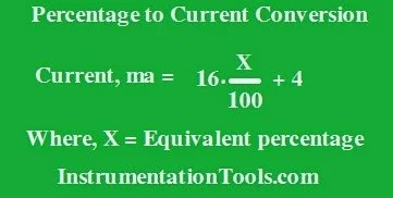 Formula for Current 4-20 mA to Percentage Conversion