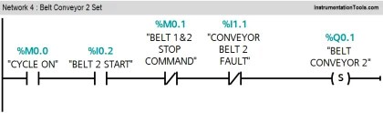 PLC Program - Controls Conveyors ON and OFF Sequence