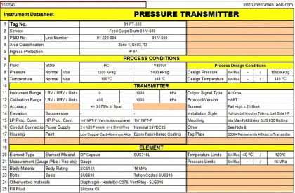 List of Instrumentation Project Engineering Documents