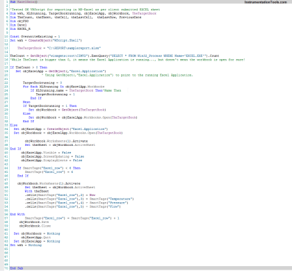 Export Data from WinCC Runtime Advanced into Excel using VB Script