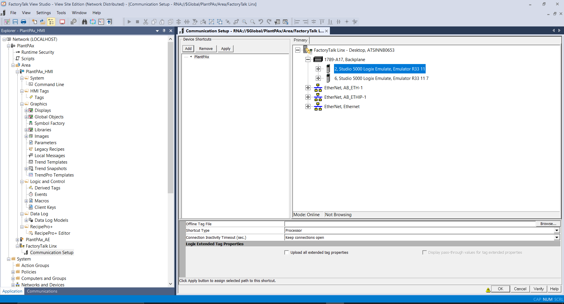 Configuration of PlantPAx Library in Factory Talk Studio