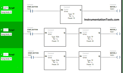 PLC Ladder Logic Design: Control 3 Motors with Toggle Switch