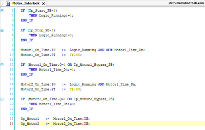 Structured Text PLC Example for Motor Interlocking and Control