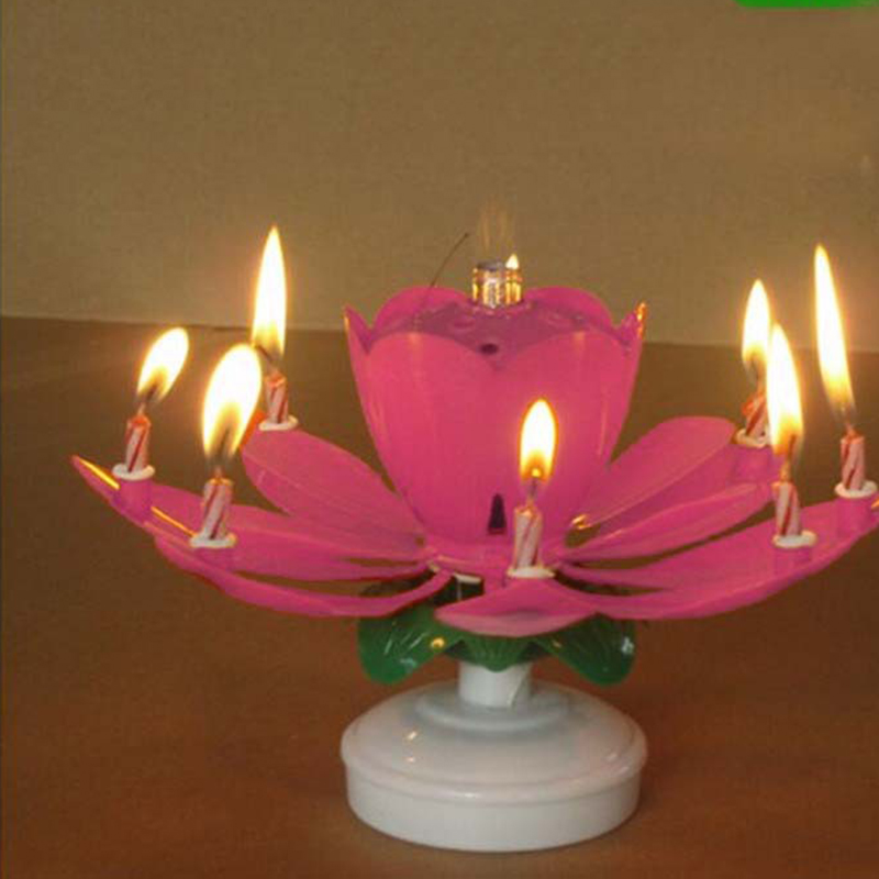 1Pc Beauty Lotus Flower Candle Birthday Candles Musical Flower Music