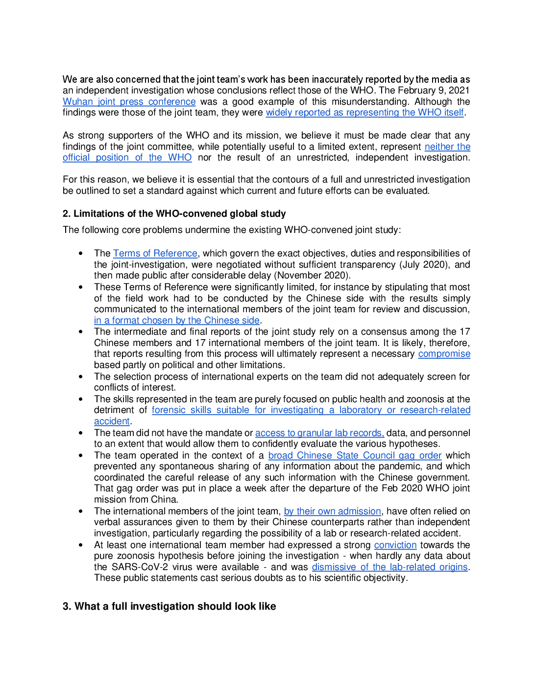 Investigation into Covid Origins Sought The New York Times