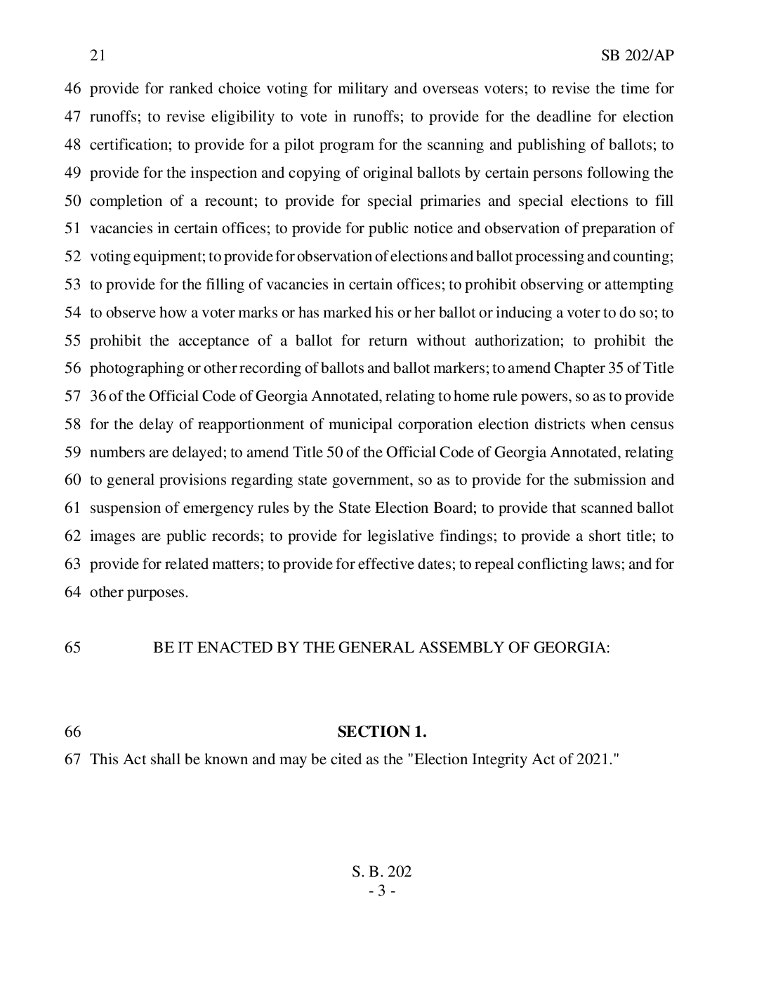 Voters List Pdf Election Commission 2023 Georgia Voting Law: Full Text - The New York Times