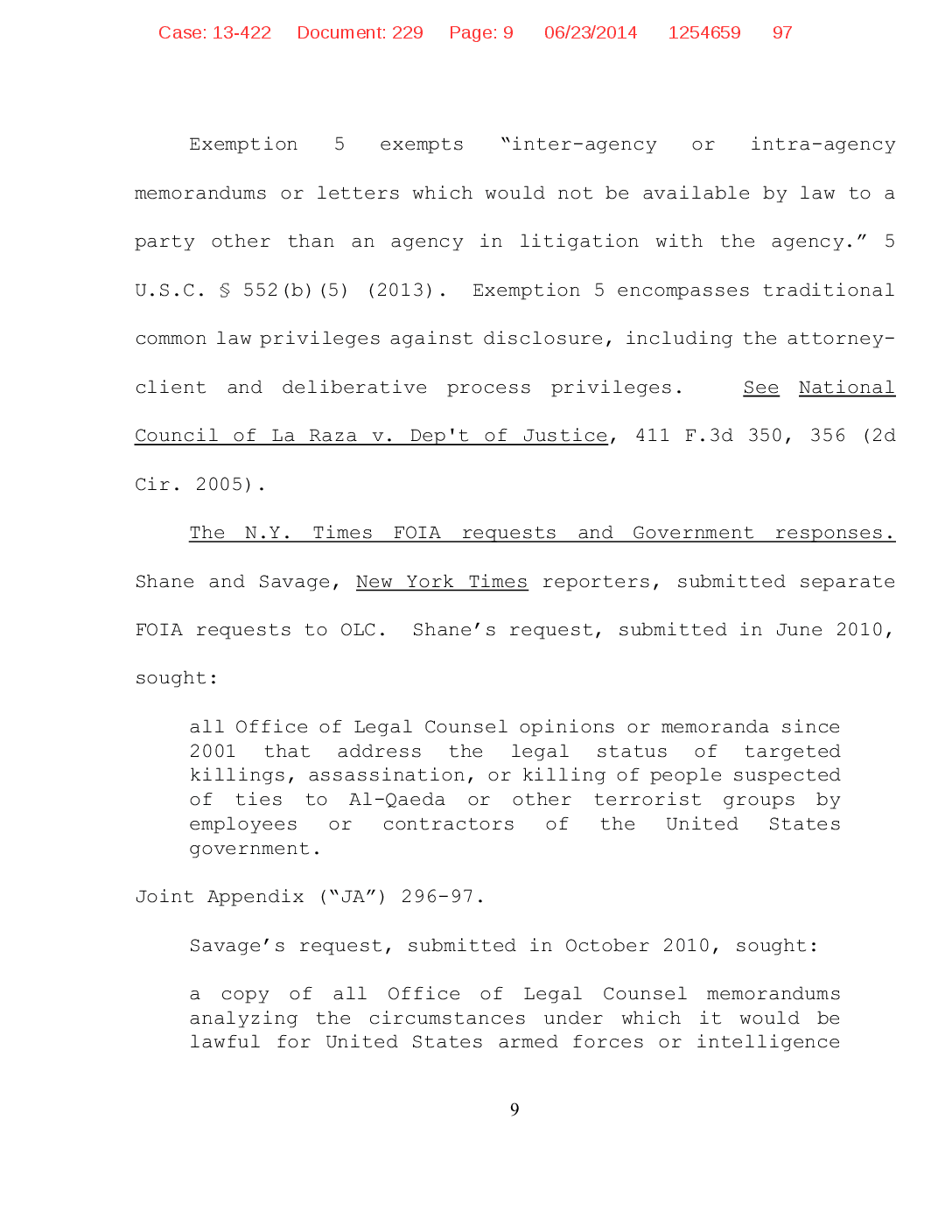 Justice Department Memo Approving Targeted Killing of Anwar AlAwlaki