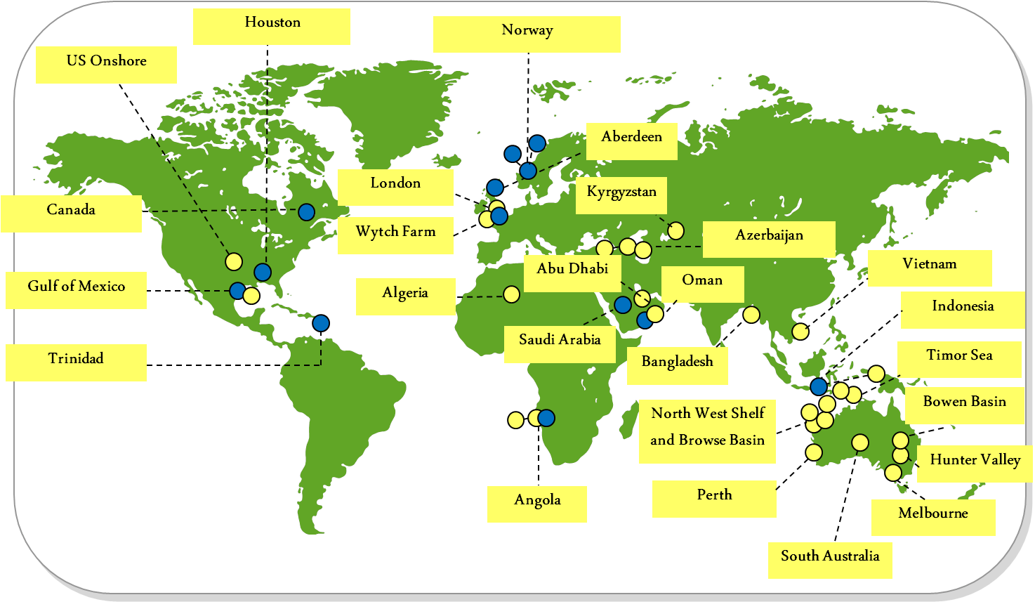 World Map Gold Mines Projects Integrated Energy