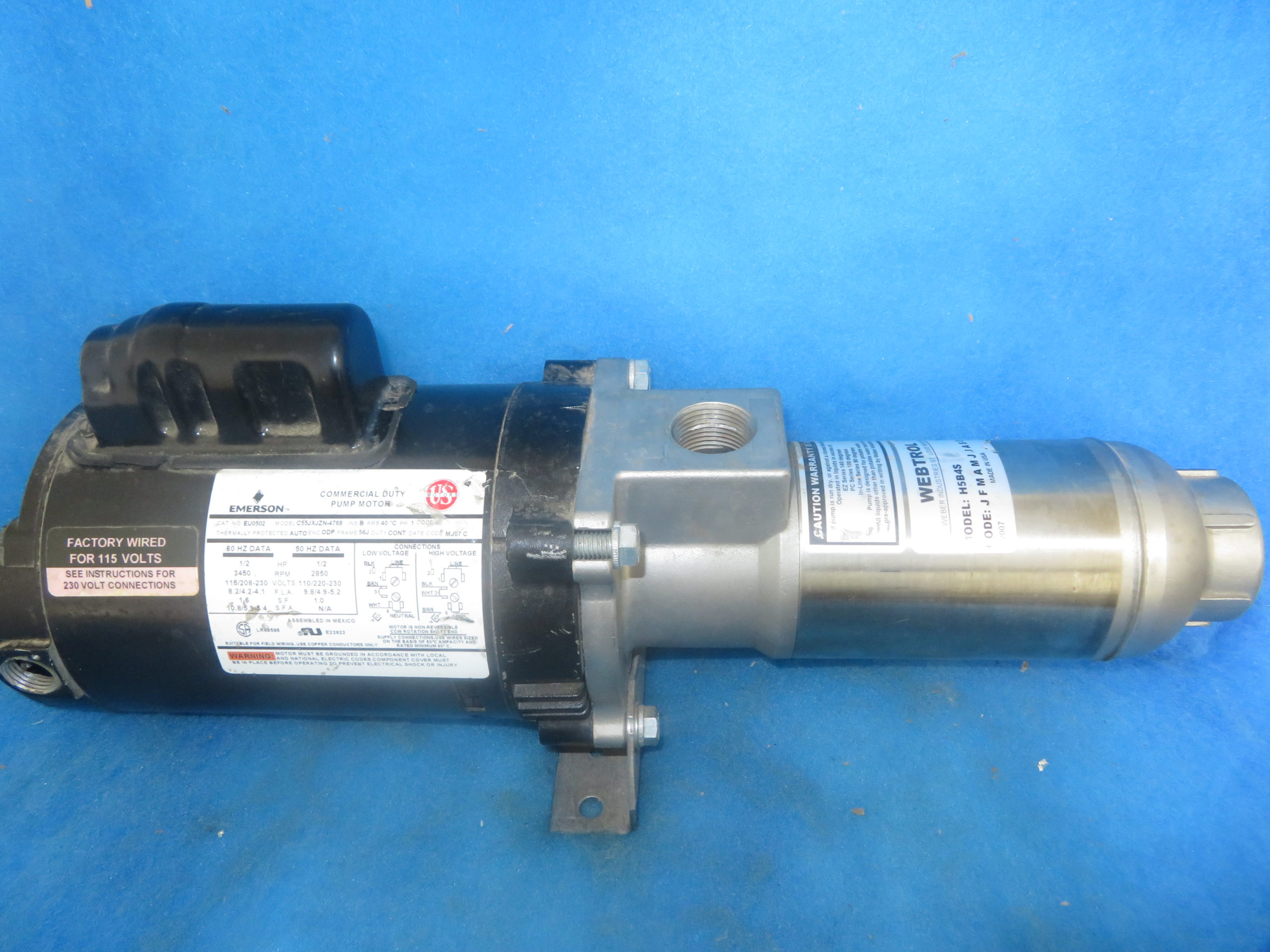 Emerson C55JXJZN4768 H5B4S Pump Motor + 1 Year Warranty Integrity