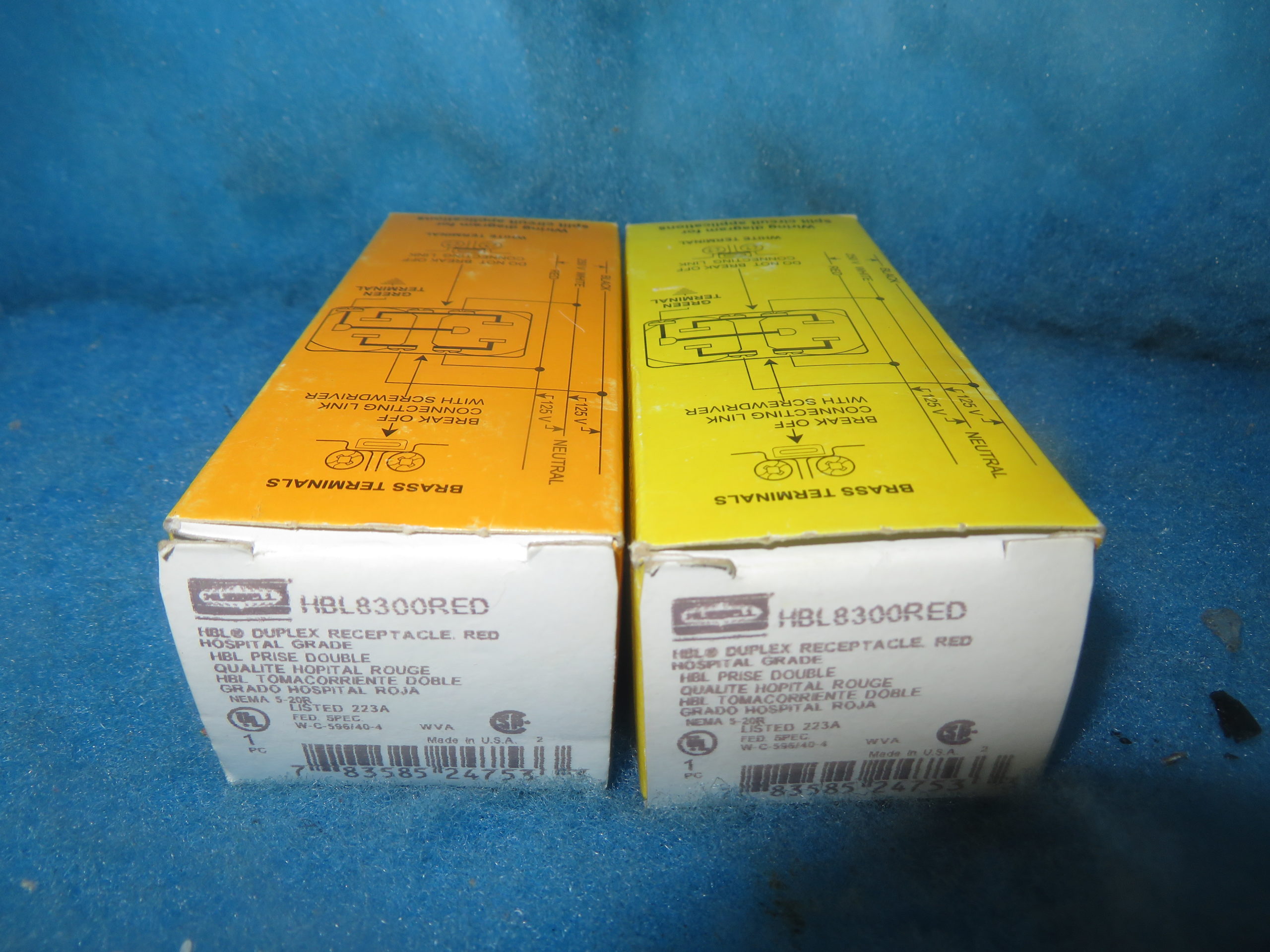 Lot of 2 NIB Hubbell HBL8300RED Duplex Receptacle + 1 Year Warranty