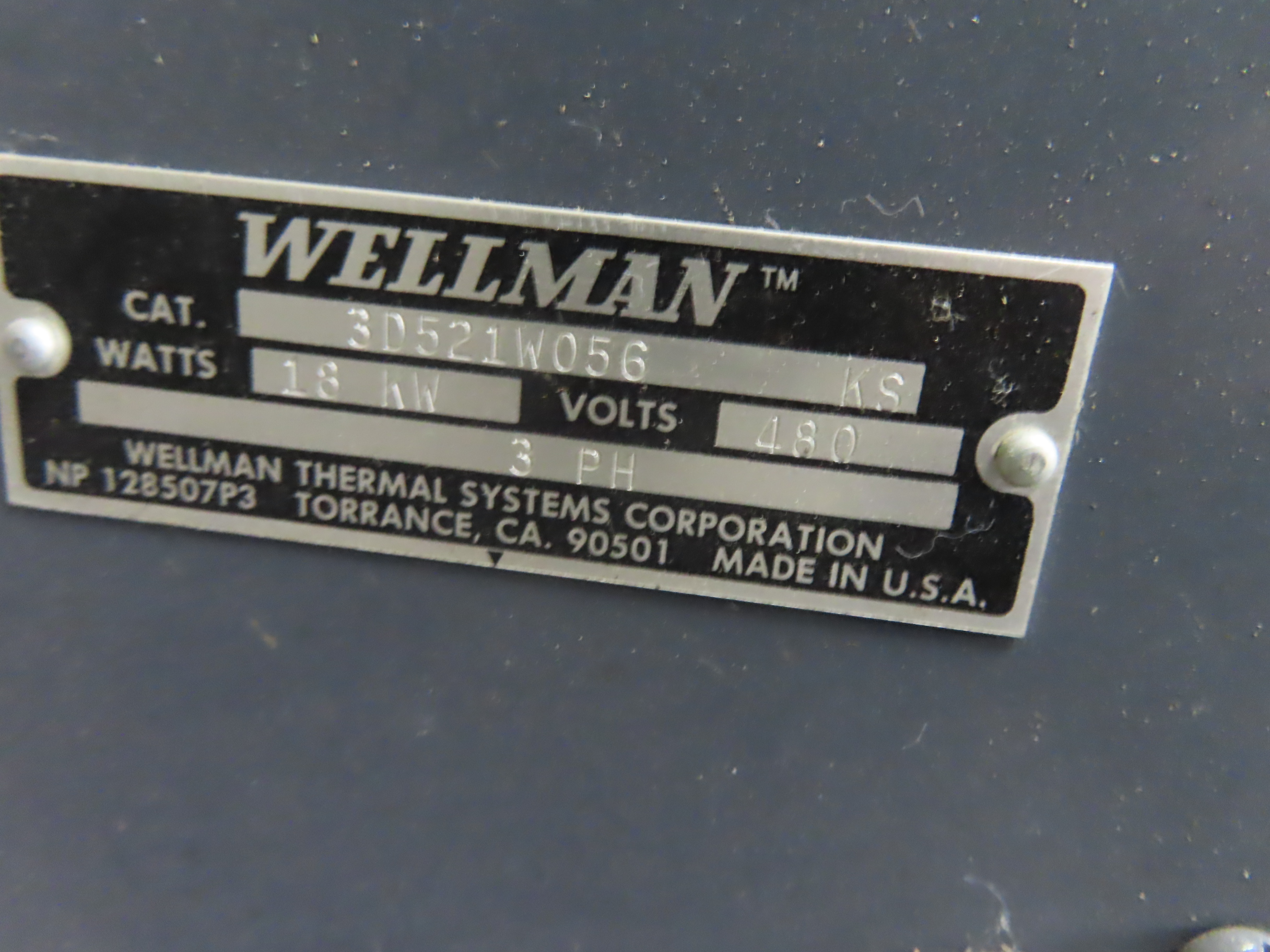 NEW WELLMAN IMMERSION HEATER 3D521W056 18KW 480V 3PH 1YEAR WARRANTY