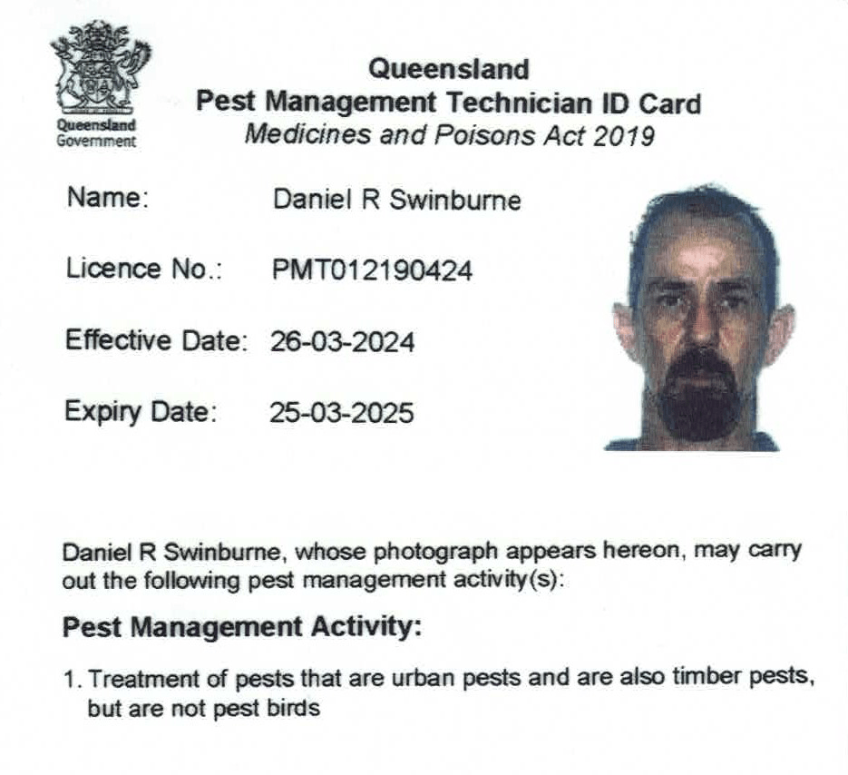 SDSs & Licences Integrity Pest Control Bowen