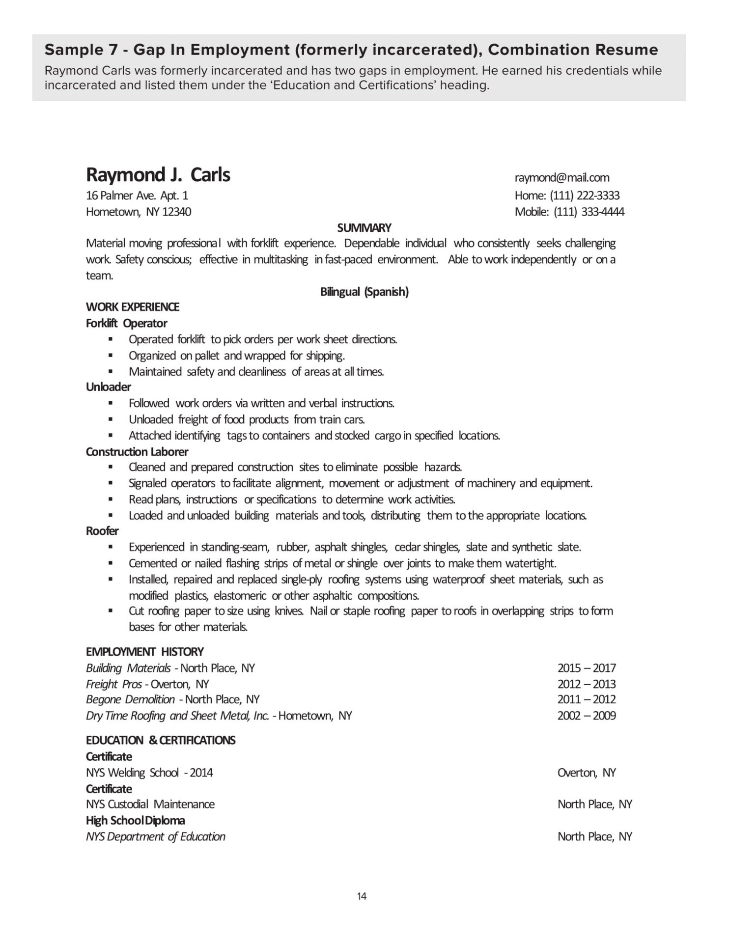 School Custodian Resume