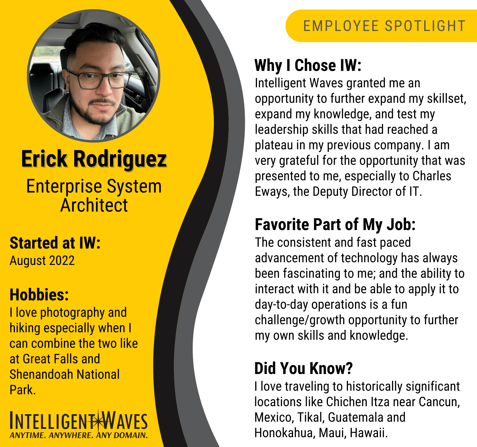 Erick Rodriguez Intelligent Waves Employee Spotlight