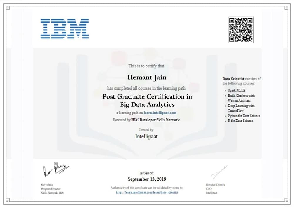 Post Graduate Online Certification Program in Big Data Analytics
