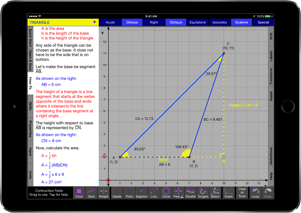 Geometry Ace Interactive iPad app for middle and high school