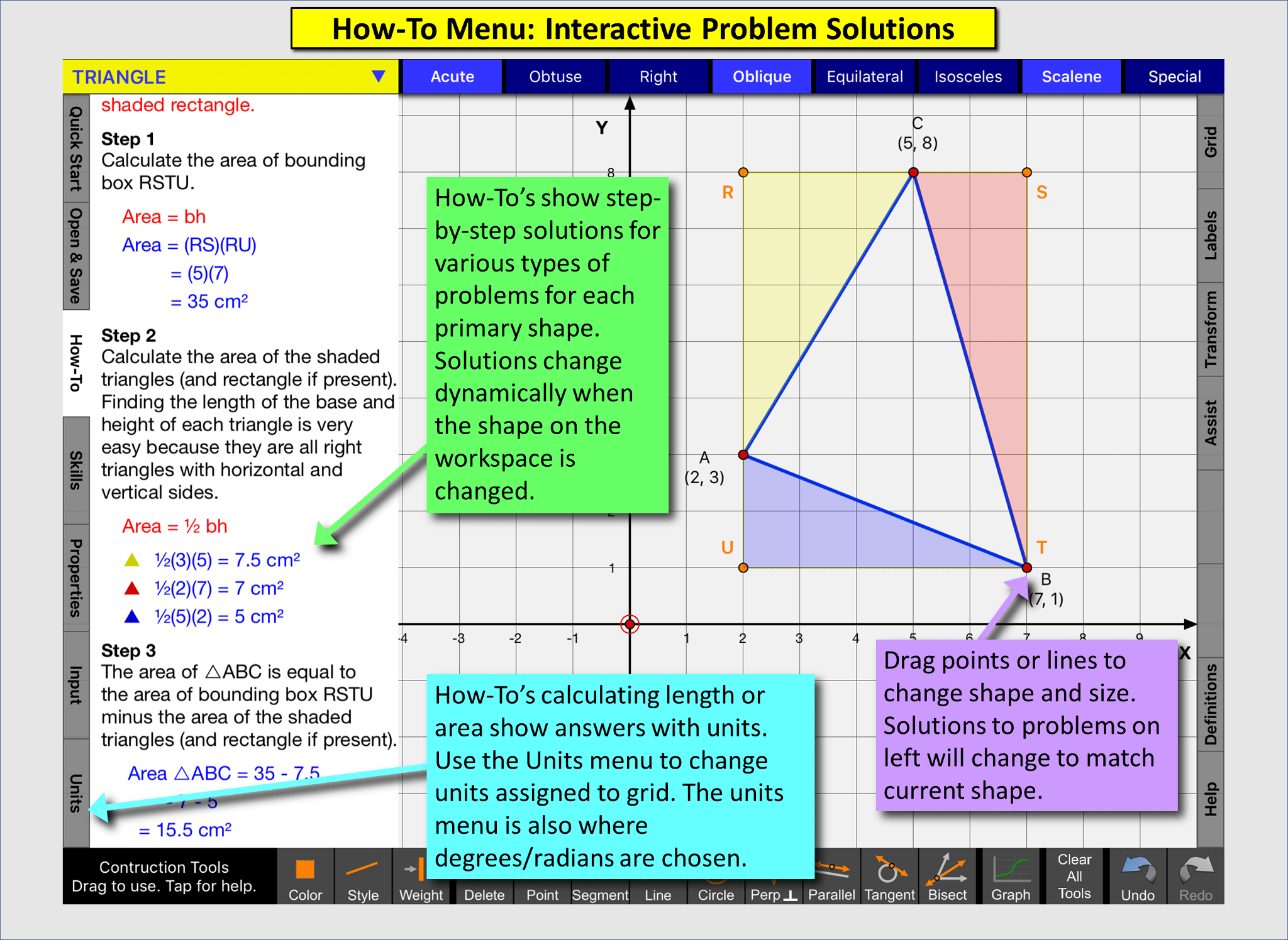 Geometry Ace user manual and introduction slide tutorial. Interactive