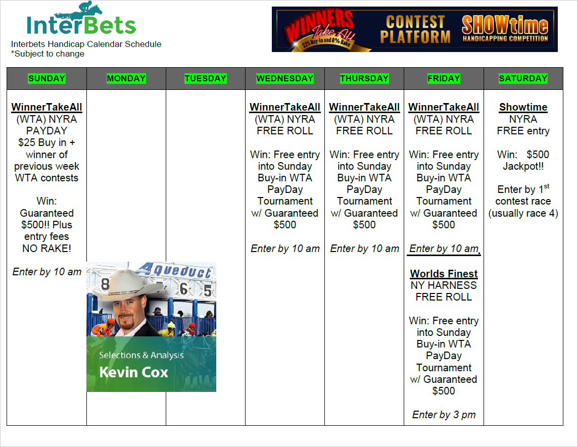 InterbetsHandicappingContestCalendar Interbets OTB Horse Racing