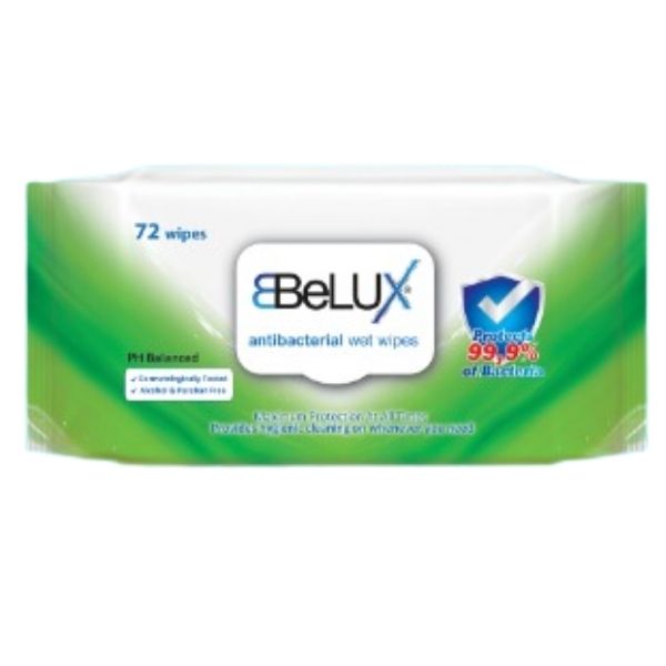 Belux Antibacterial Wet Wipes 72 Pack Mint Interbev Ireland