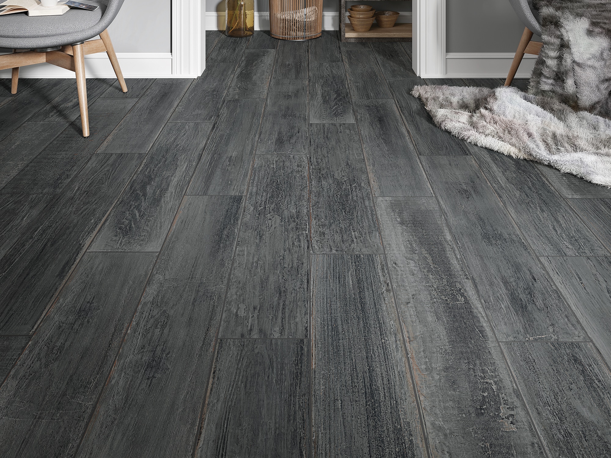 Dark Grey Wood Tile Floors Flooring Ideas