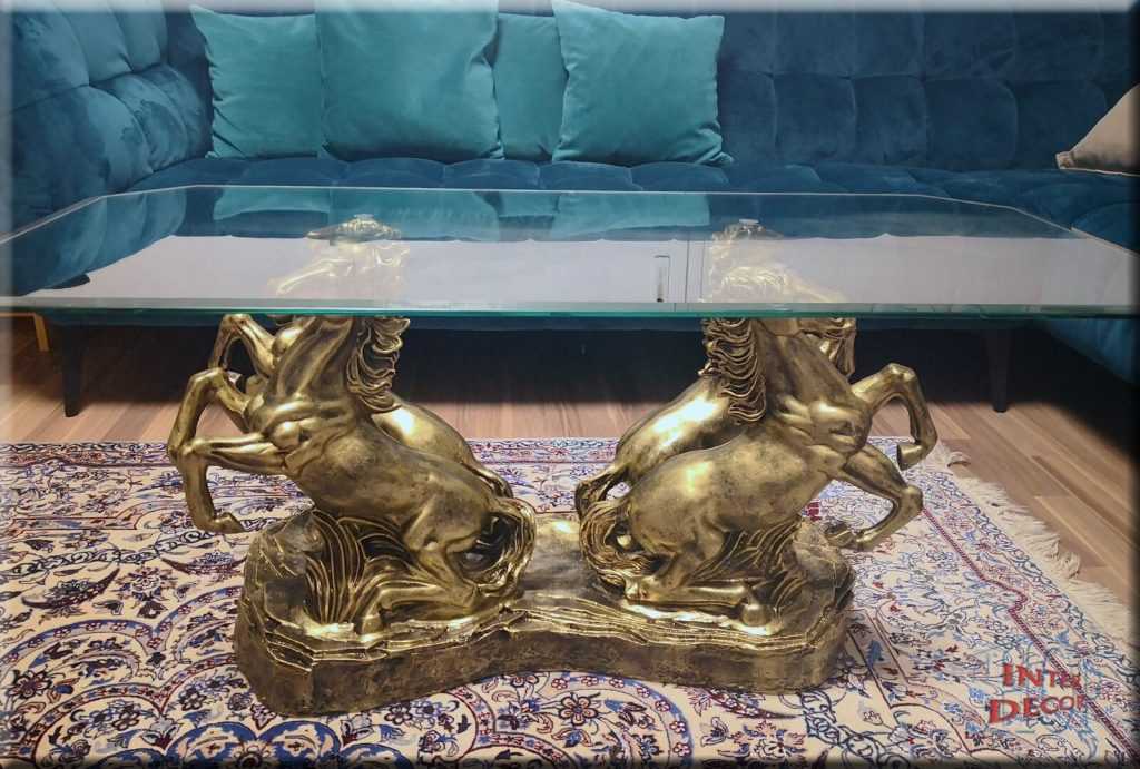 Couchtisch Pferde Glastisch Tisch Wohnzimmertisch STO D36 Kunstharz