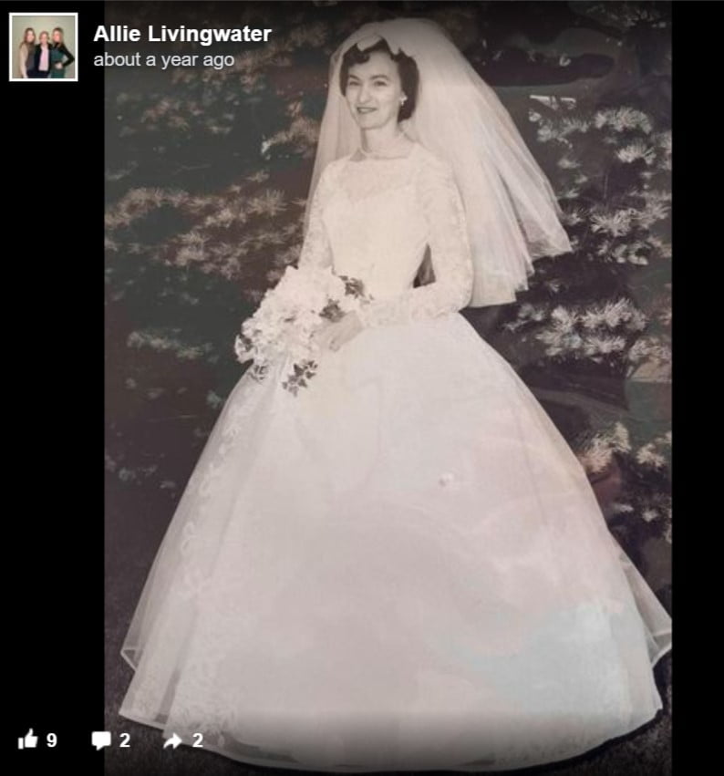 Bride wears grandma’s wedding dress from 1961 down the aisle that she stored in a garbage bag