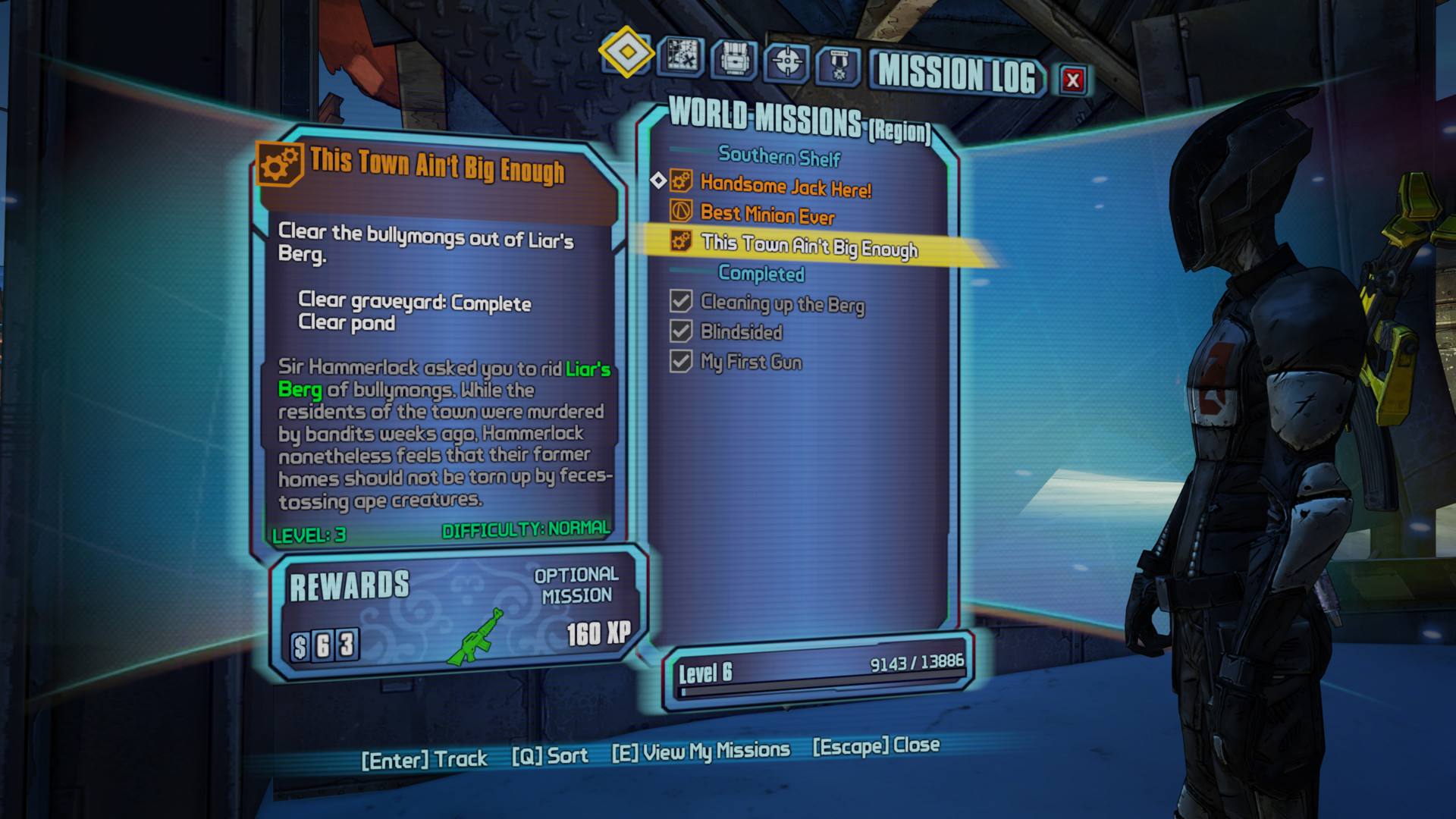 Mission log Borderlands 2 Interface In Game