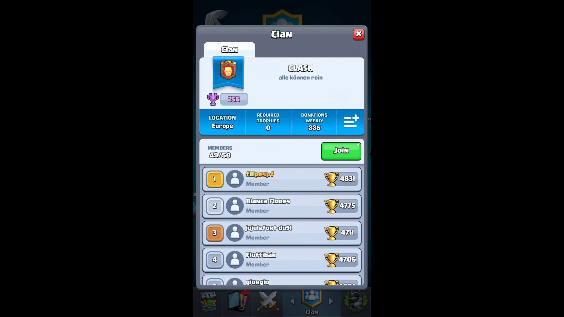Clan Clash Royale Interface In Game