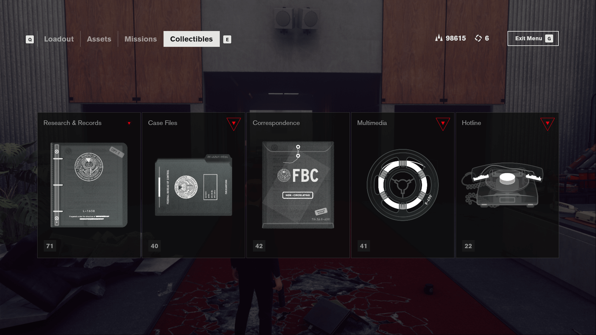 Collectibles Control Interface In Game