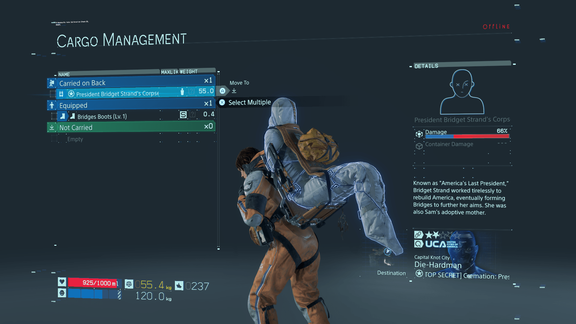 Cargo Management Death Stranding Interface In Game