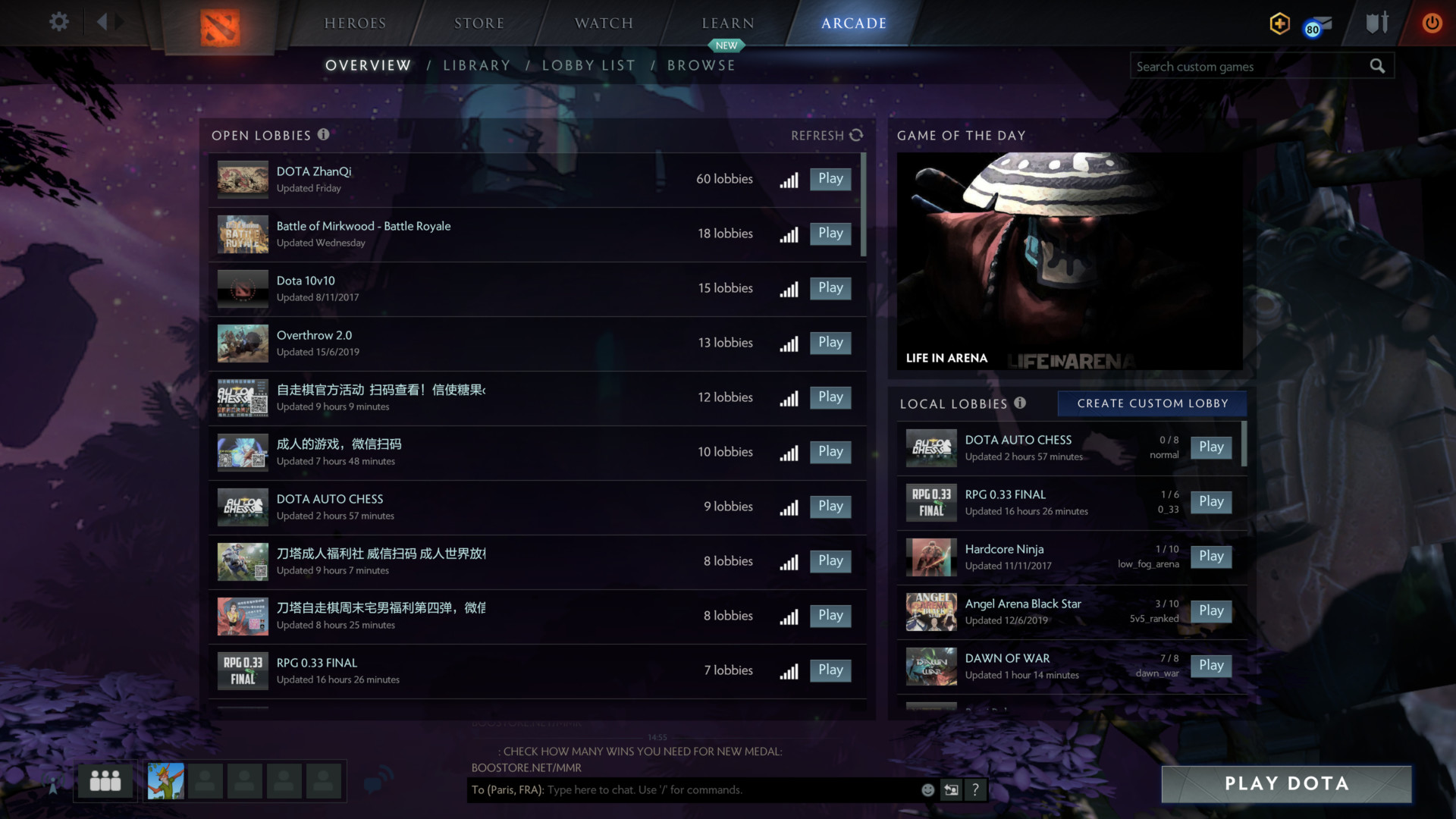 Arcade Dota 2 Interface In Game