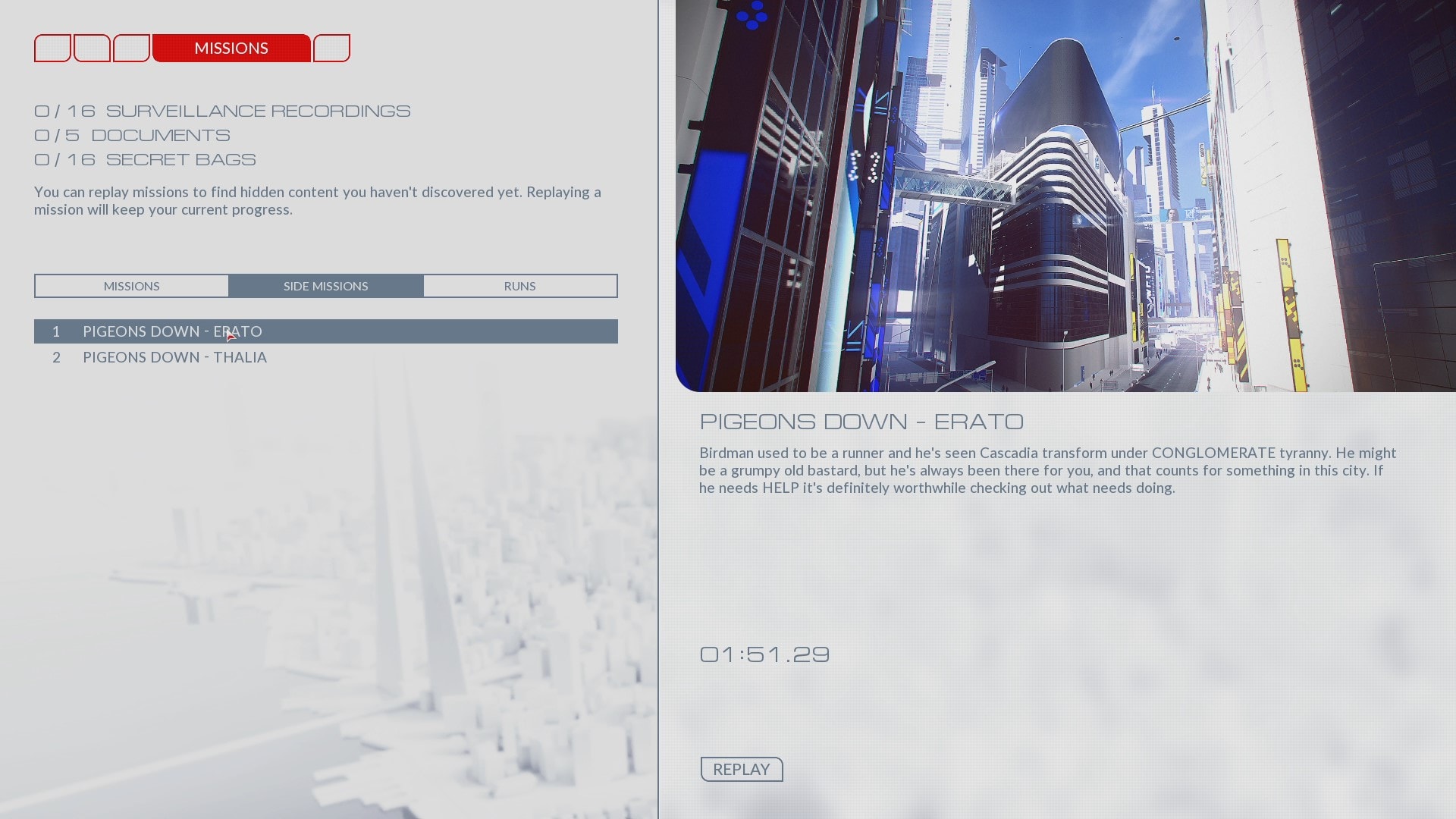 Missions Mirror’s Edge Catalyst Interface In Game
