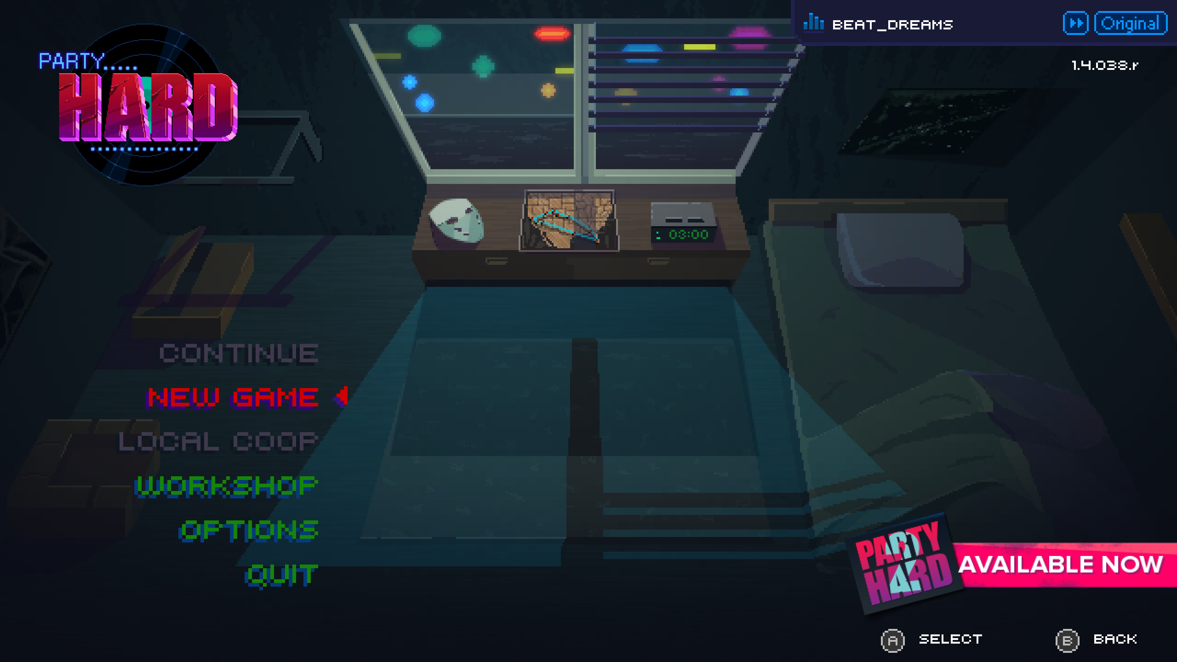 Main menu Party Hard Interface In Game
