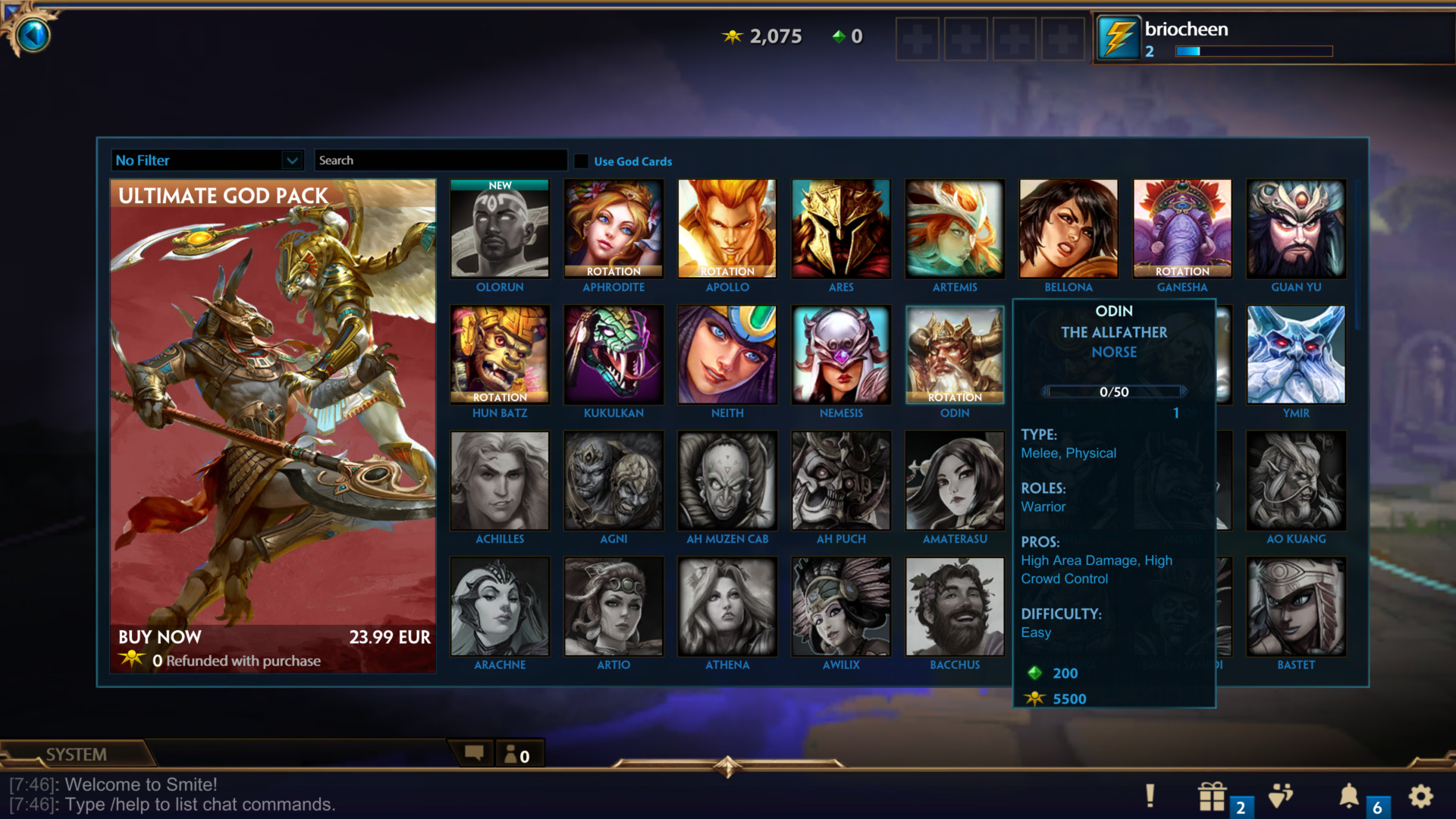 God Smite Interface In Game