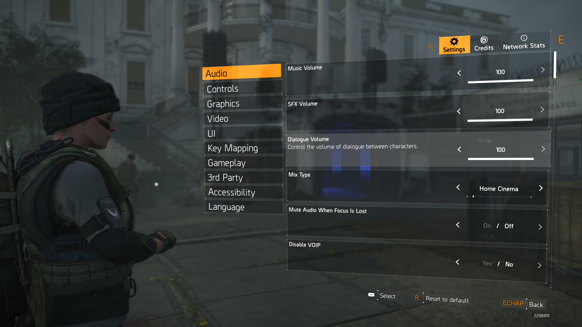 Audio Tom Clancy’s The Division 2 Interface In Game