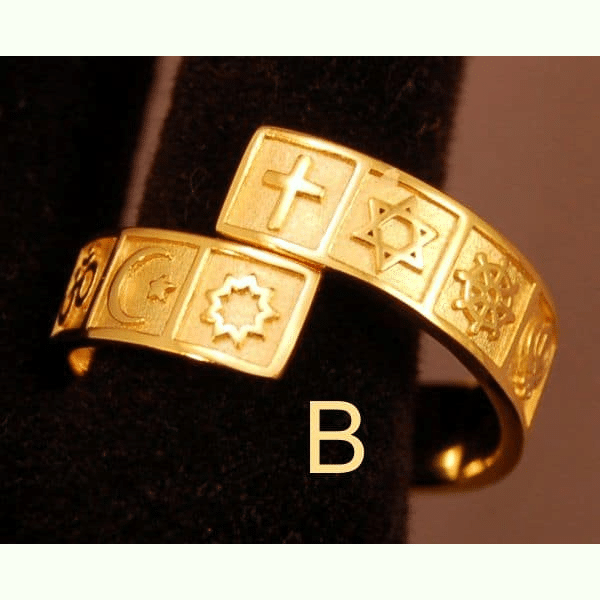 Gold Plated Sterling Silver Adjustable Interfaith Ring Interfaith