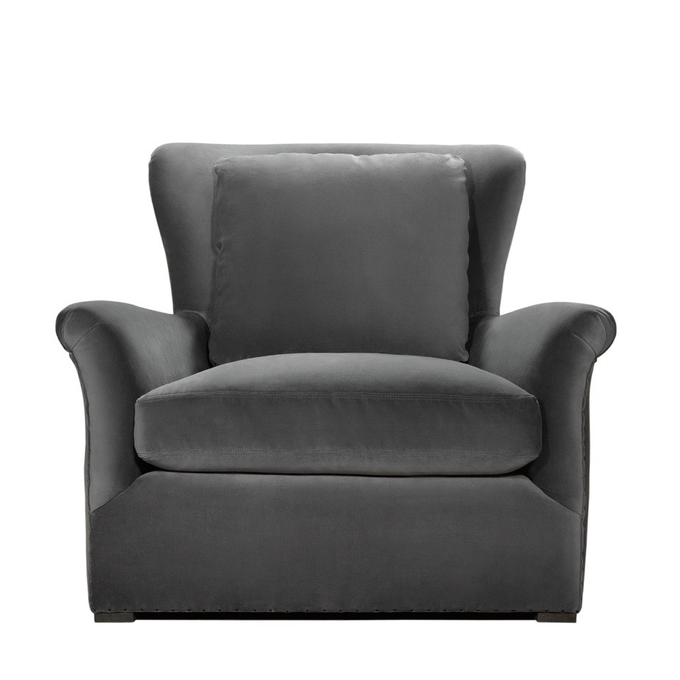 WINSLOW LOUNGE GREY VELVET CHAIR-0