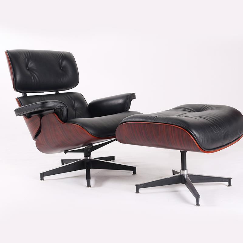 Classic Lounge Chair And Ottoman Black Dark Wood Rose wood Normal